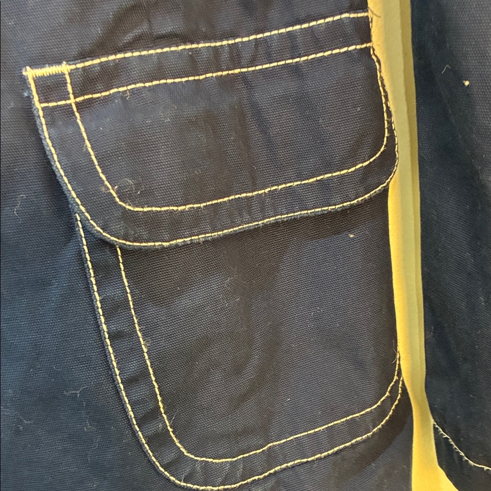 Navy coat with White Buttons and pockets - Picture 5 of 7